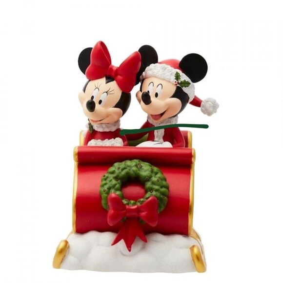 Disney Showcase HOLIDAY MICKEY AND MINNIE IN SLEIGH FIGURINE 6015327 Enesco - Picture 3 of 4